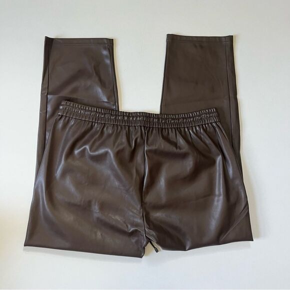 Anthropologie Faux Leather Brown Drawstring Pant XL - Picture 9 of 11